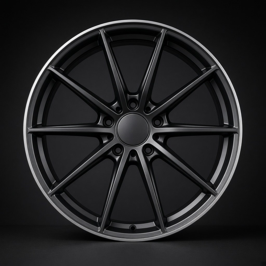 An unbranded dark wheel face with a blank centre.